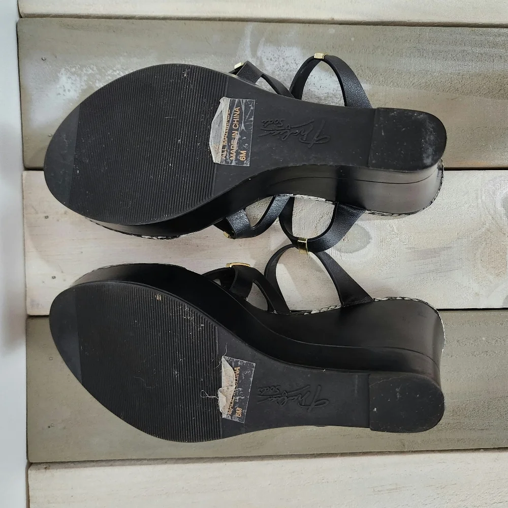 Thalia Sodi | Faux Snakeskin Strappy Sandals Black Size 6